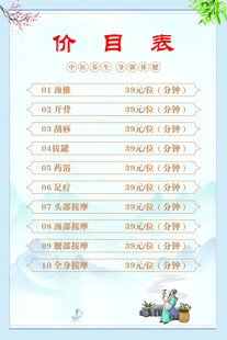 中医馆价目表
