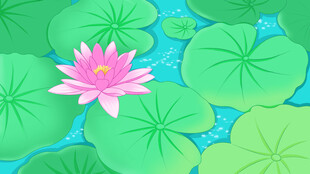 手绘夏日荷花插画图案