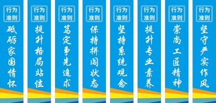蓝色标语牌展示 中建员工行为准