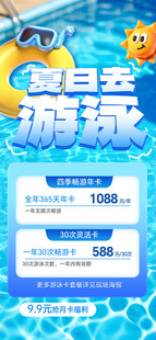 夏日游泳促销海报