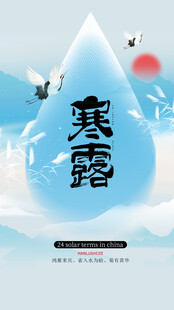 寒露节气插画海报
