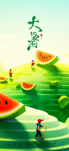 夏日西瓜田中的趣味景象