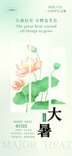 大暑时节荷花绽放图