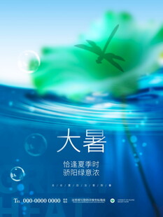 大暑时节清凉水面荷叶图