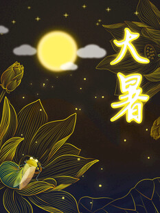 大暑夜景图萤飞月悬云间