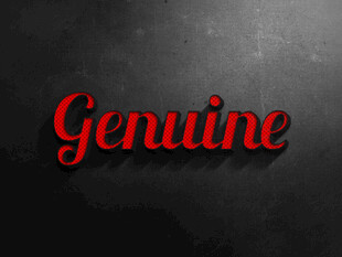 红色立体英文单词Genuine