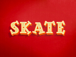 红色背景上的SKATE字样