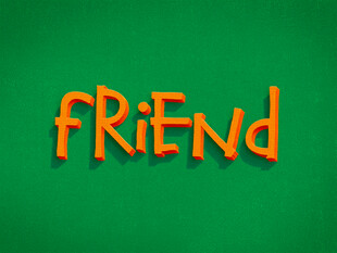 绿色背景上的橙色FRIEND