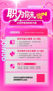 粉色系招聘海报