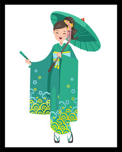 身着绿旗袍撑伞的女子