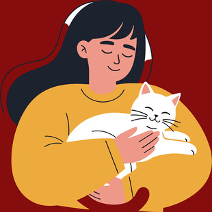 女孩温馨怀抱猫咪瞬间