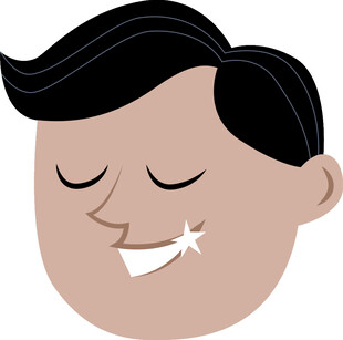 闭眼微笑的卡通男子头像
