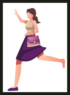 奔跑的时尚女孩