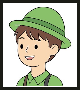 戴绿帽的卡通男孩