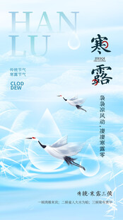 寒露时节白鹤翔于碧波