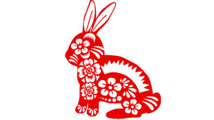 传统剪纸风兔子图案