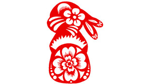 剪纸兔子造型花朵装饰