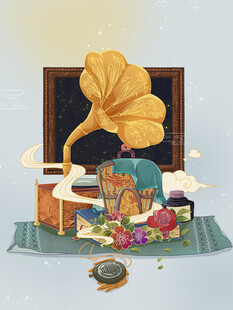 复古留声机与精致小物