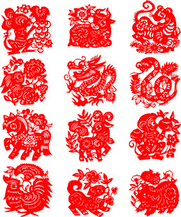十二生肖剪纸图案展示