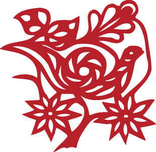 凤凰花卉剪纸艺术图案