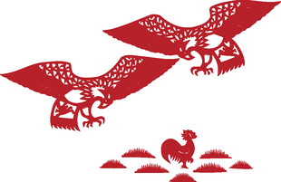 双鸟剪纸图案