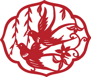 双燕剪纸图案