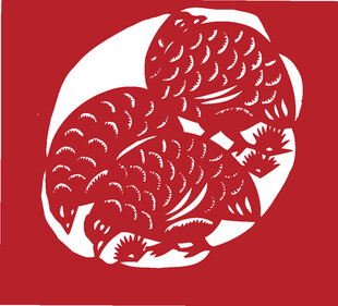双鸡剪纸图案