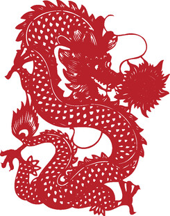 红色剪纸龙传统祥瑞象征