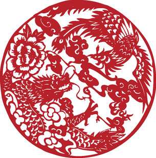 龙凤呈祥剪纸艺术图案