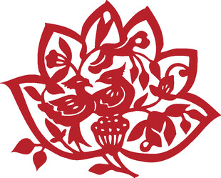 传统剪纸花鸟图案