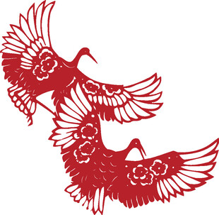 双鹤剪纸艺术图案