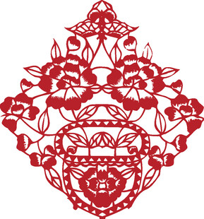传统红色剪纸艺术图案