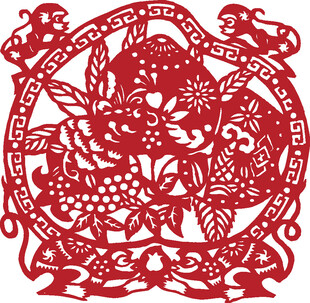传统剪纸喜庆吉祥花鸟图