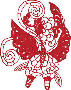 剪纸风可爱蝴蝶精灵形象