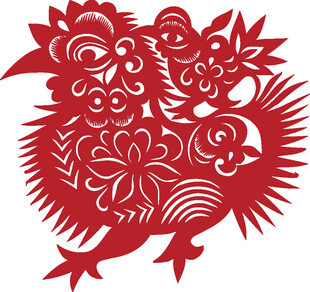 传统剪纸艺术之公鸡图案