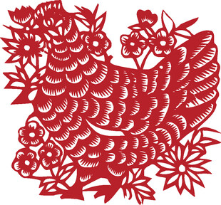 公鸡剪纸艺术作品