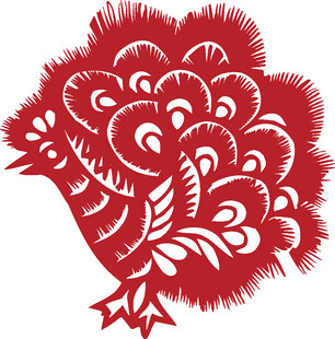 红色剪纸风吉祥鸟图案
