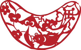 传统剪纸月牙形吉祥图案