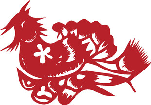 传统红色凤凰剪纸图案