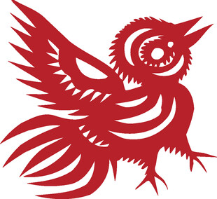 红色剪纸风展翅飞鸟