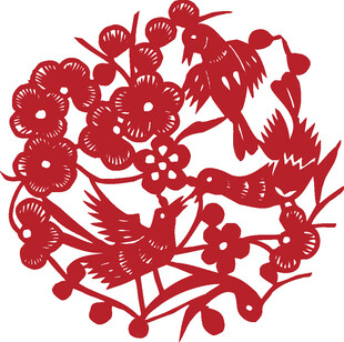 传统剪纸花鸟图案