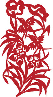红色花卉剪纸艺术作品