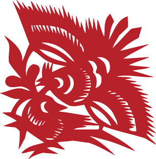 红色剪纸风凤凰图案
