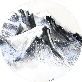 水墨风格雪山画作