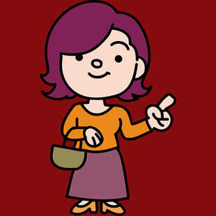 指向前方的持包女士