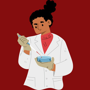 女科学家专注做实验