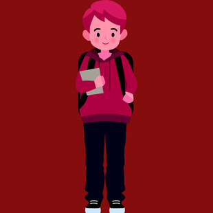 背着书包的红衣少年