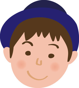 戴蓝帽微笑的卡通小男孩