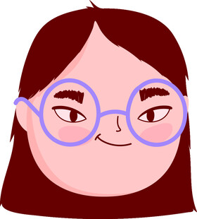 戴眼镜的俏皮卡通女孩