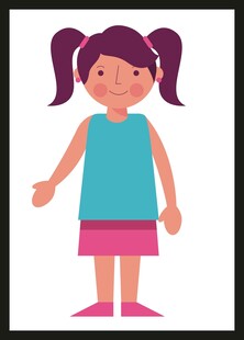 穿蓝上衣的双马尾小女孩